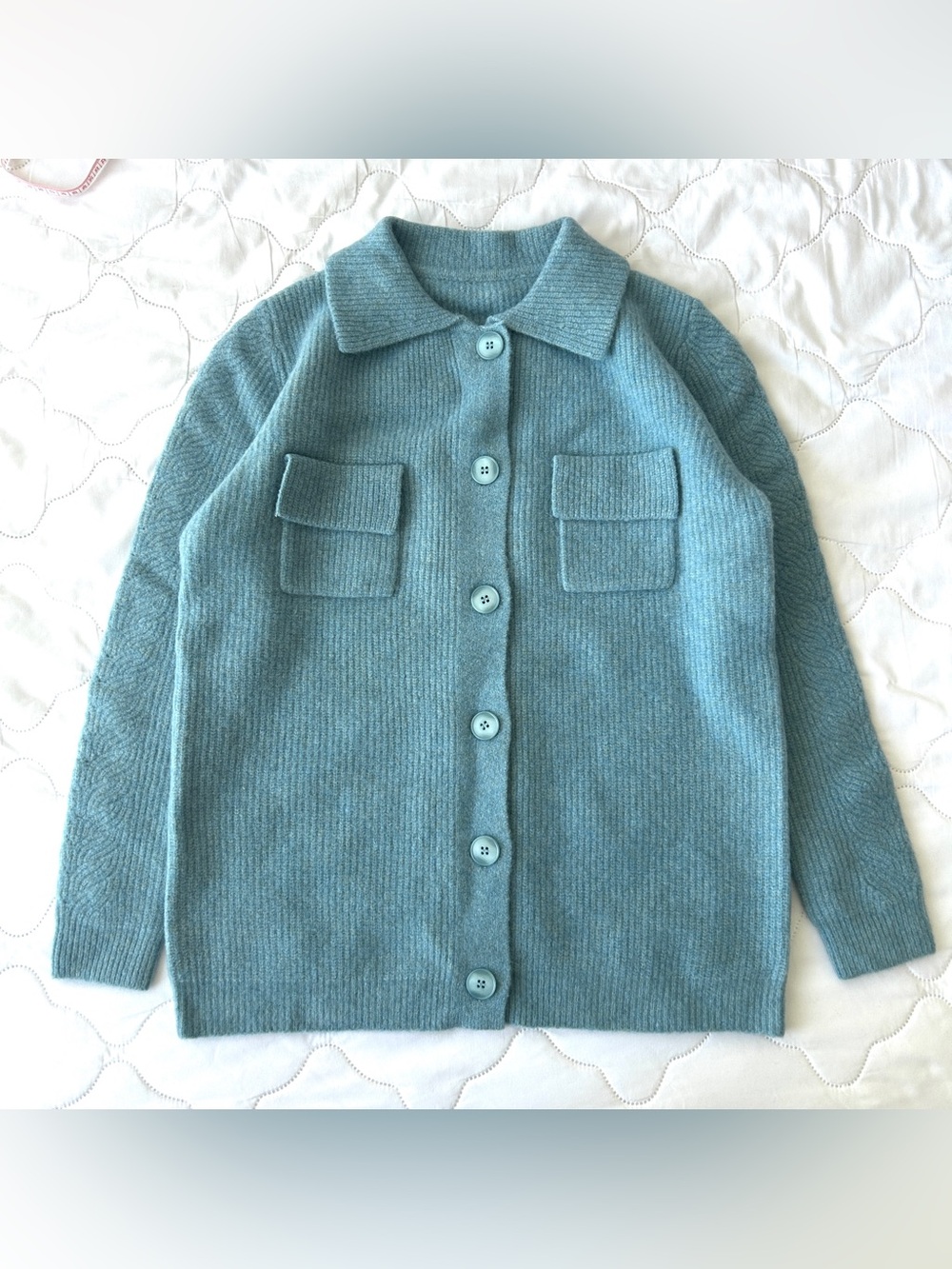 NEW 100% Wool Soft Button-Front Coat for in Teal Blue